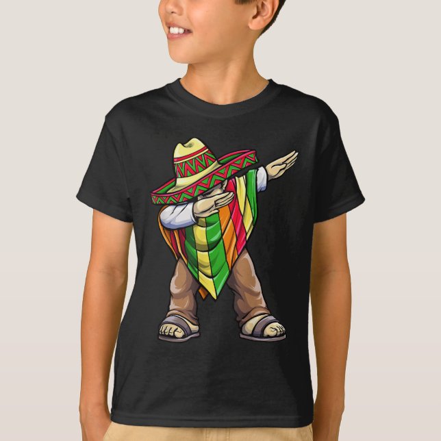 T-shirt Dabbing Mexican Poncho Cinco De Mayo (Devant)