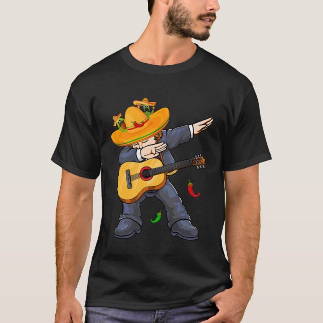 T-shirt Dabbing Mexico Mariachi & Guitar Cinco De Mayo Boy (Devant)