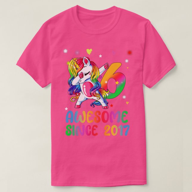 T-shirt Dabbing mignon Unicorne 6 Année D'Être génial 6ème (Design devant)