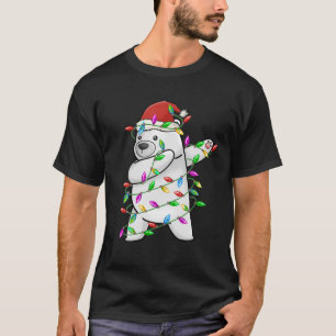 T-shirt Dabbing Noël Ours polaire Dabbing avec Santa Hat L