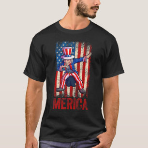 T-shirt Dabbing Oncle Sam 4 juillet Boys Hommes American F