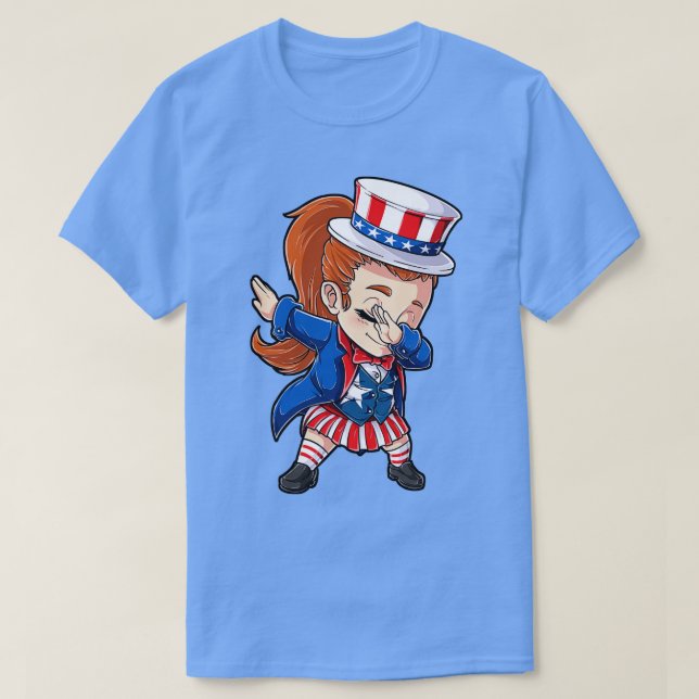 T-shirt Dabbing Oncle Sam fille 4 juillet filles gosses gi (Design devant)