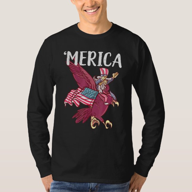 T-shirt Dabbing Oncle Sam Riding Eagle Merica 4 juillet (Devant)