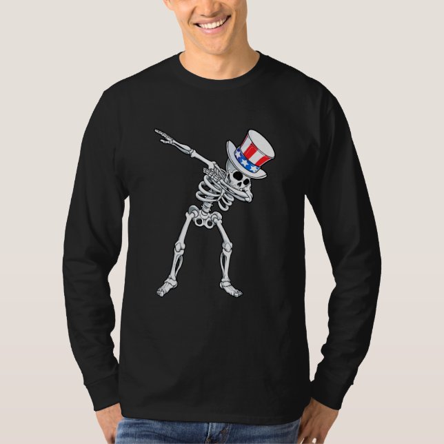 T-shirt Dabbing Oncle Sam Skeleton 4 juillet (Devant)