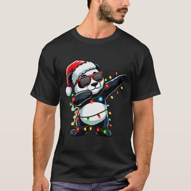 T-shirt Dabbing Panda Xmas For Kids Boys Girl Panda Lover  (Devant)