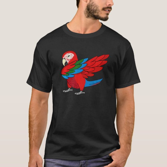 T-shirt Dabbing Parrot I Green ailé Macaw (Devant)