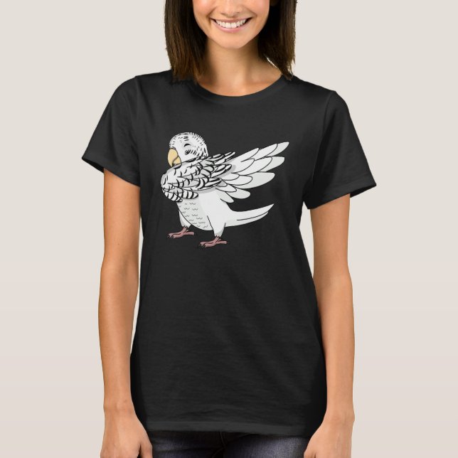 T-shirt Dabbing Parrot I White Budgie Budgerigar (Devant)