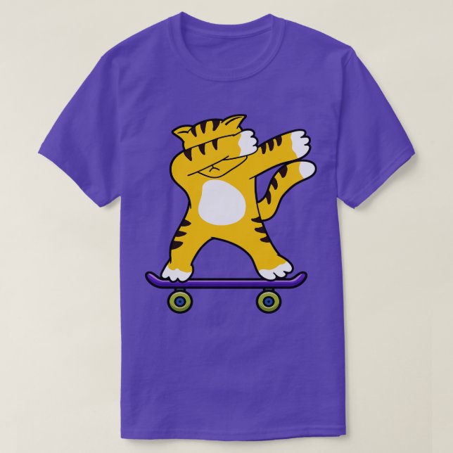 T-shirt Dabbing Patinage Chat Funny Dab Dance Skateboard (Design devant)