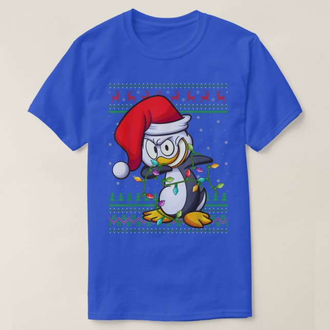 T-shirt Dabbing Penguin Bird Xmas Lights Ugly Penguin Chri (Design devant)
