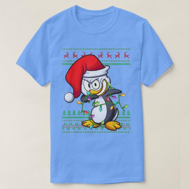T-shirt Dabbing Penguin Bird Xmas Lights Ugly Penguin Chri (Design devant)