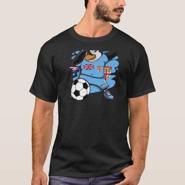 T-shirt Dabbing Penguin Fiji Soccer Fans Jersey Drapeau Fo (Devant)