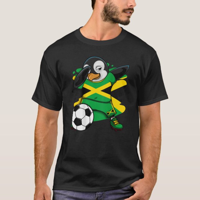 T-shirt Dabbing Penguin Jamaïque Soccer Fans Jersey Footba (Devant)
