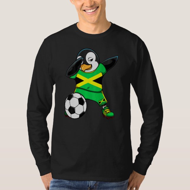 T-shirt Dabbing Penguin Jamaïque Soccer Fans Jersey Footba (Devant)