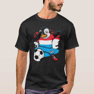 T-shirt Dabbing Penguin Luxembourg Soccer Fans Jersey Pied