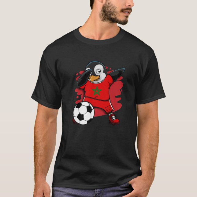T-shirt Dabbing Penguin Maroc Soccer Fans Jersey Football (Devant)
