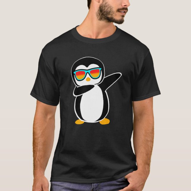 T-shirt Dabbing Penguin mignon animal fête d'anniversaire (Devant)