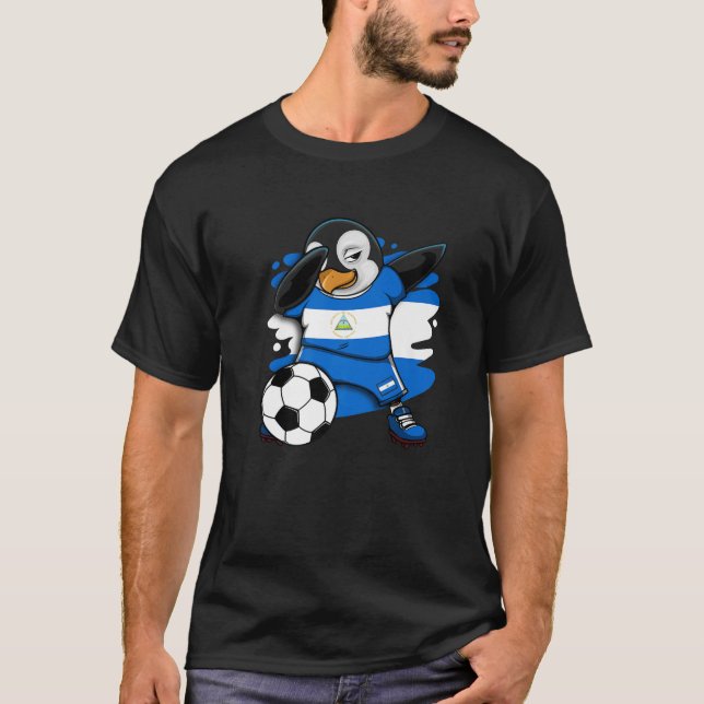 T-shirt Dabbing Penguin Nicaragua Soccer Fans Jersey Footb (Devant)