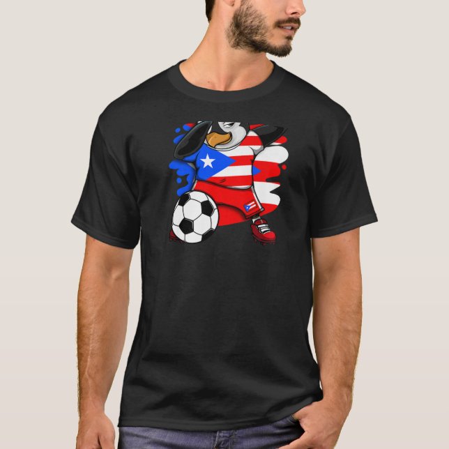 T-shirt Dabbing Penguin Porto Rico Soccer Fan Jersey Pied (Devant)