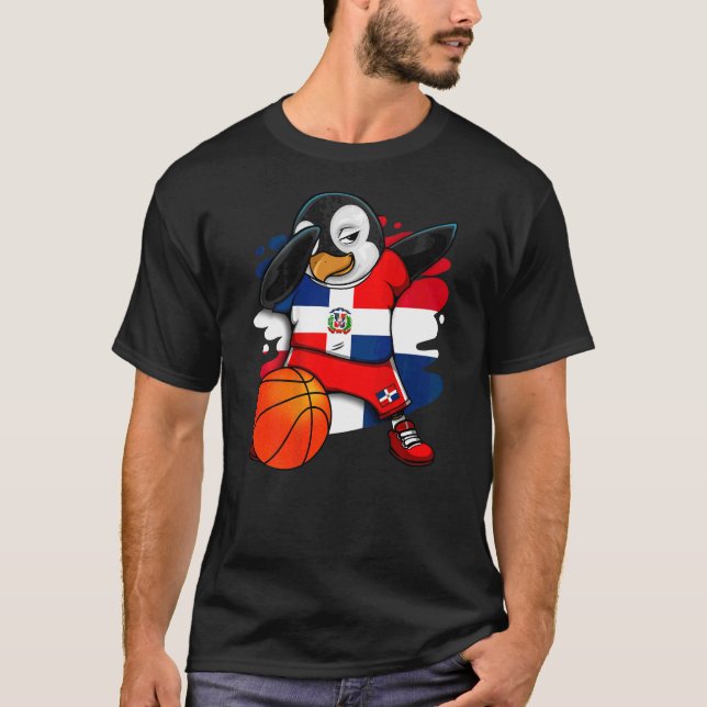 T-shirt Dabbing Penguin République Dominicaine Ventilateur (Devant)