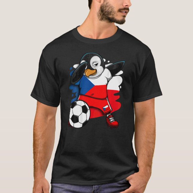 T-shirt Dabbing Penguin République tchèque Fans de footbal (Devant)