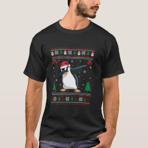 T-shirt Dabbing Penguin Santa Hat Boys Girls Christma