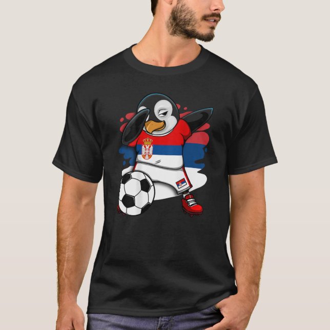 T-shirt Dabbing Penguin Serbia Soccer Fans Jersey Football (Devant)
