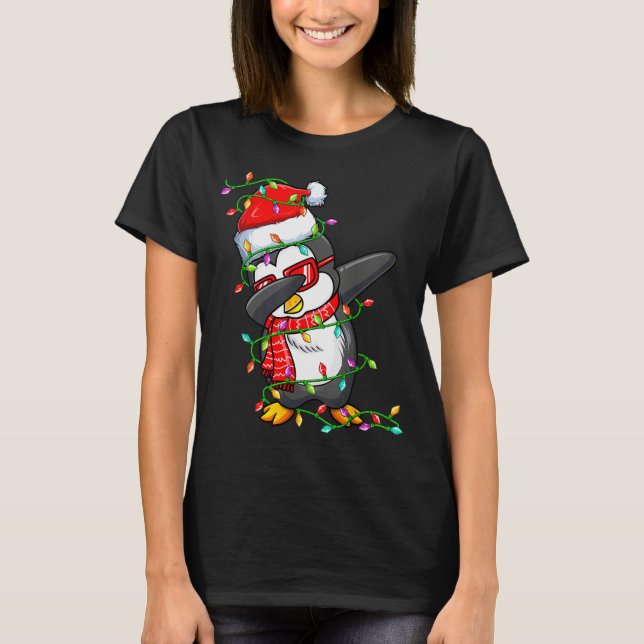 T-shirt Dabbing Penguin Wearing Santa Hat - Penguin Lover  (Devant)