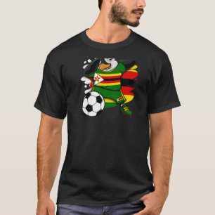T-shirt Dabbing Penguin Zimbabwe Soccer Fans Jersey Footba
