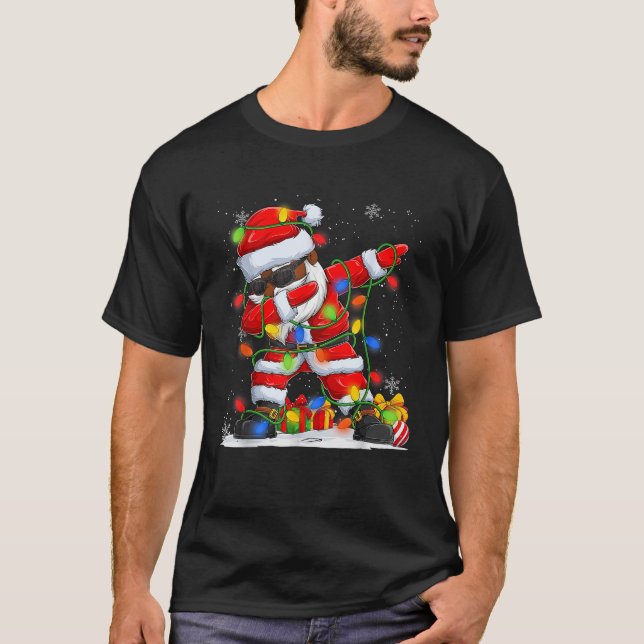 T-shirt Dabbing Père Noël Black African American Men Boys  (Devant)