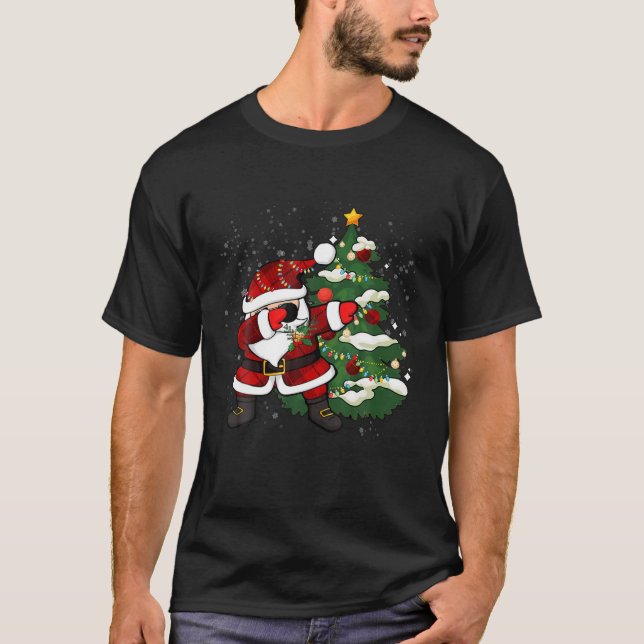 T-shirt Dabbing Père Noël Christmas Tree Lights Xmas Tee (Devant)