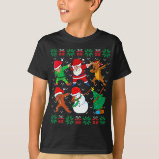 T-shirt Dabbing Père Noël Elf Amis Douille moche Xmas