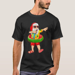 T-shirt Dabbing Père Noël Lunettes de soleil Nage Flotte N