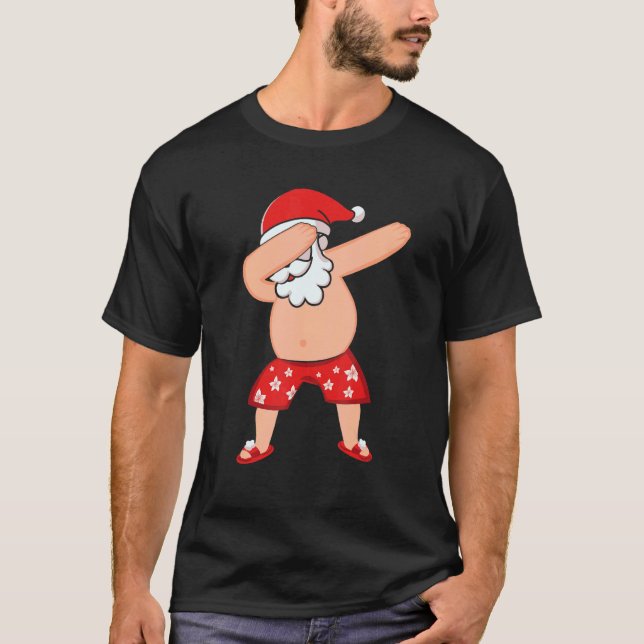 T-shirt Dabbing Père Noël Noël En Juillet Vacances D'Été (Devant)