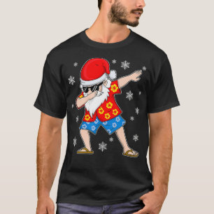 T-shirt Dabbing Père Noël Noël Été Tropical Hawaiian 