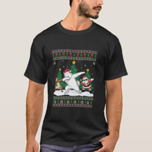 T-shirt Dabbing Père Noël Reindeer American Eskimo Dog Tre