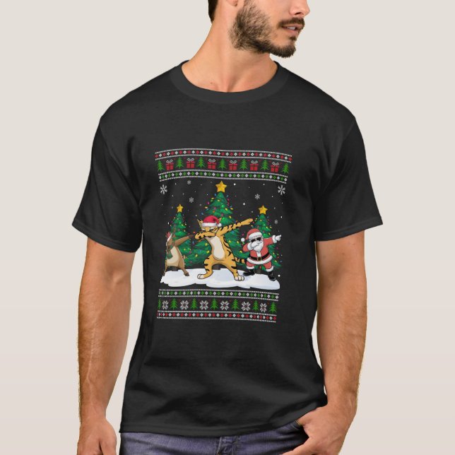 T-shirt Dabbing Père Noël Reindeer ServTree Lumières Xma l (Devant)