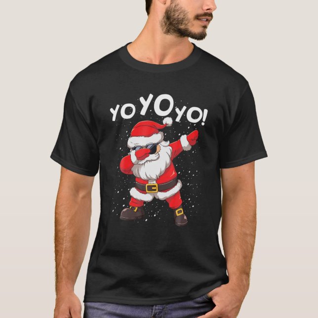 T-shirt Dabbing Père Noël Yo Yo Yo Noël (Devant)