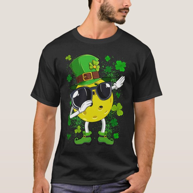 T-shirt Dabbing Pickleball Ball Leprechaun St Patrick's Da (Devant)