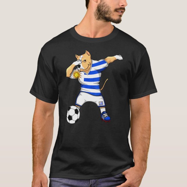 T-shirt Dabbing Pitbull Chien Uruguay Fans de football Jer (Devant)