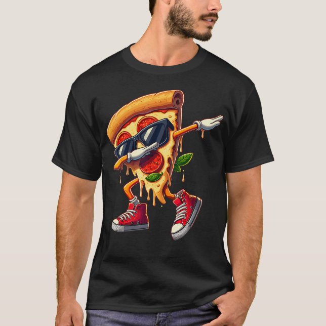 T-shirt Dabbing Pizza Slice Dance Pizza Lover Boy Dancing  (Devant)