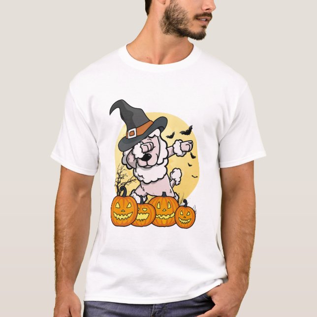 T-shirt Dabbing Poodle Halloween (Devant)