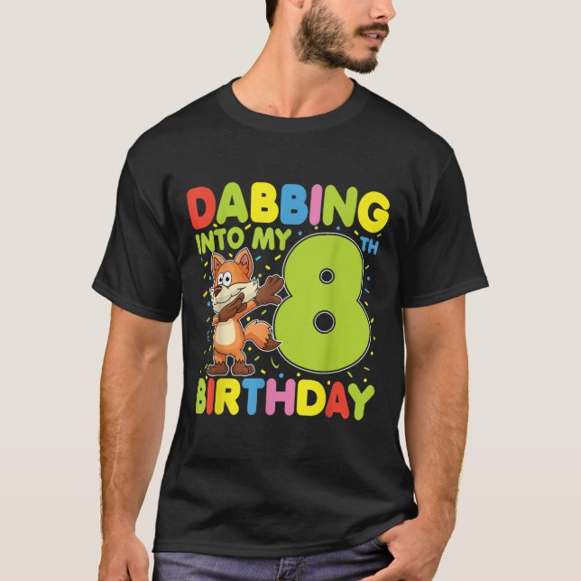 T-shirt Dabbing Pour Mon Anniversaire De 8 Ans Renard Huit (Devant)