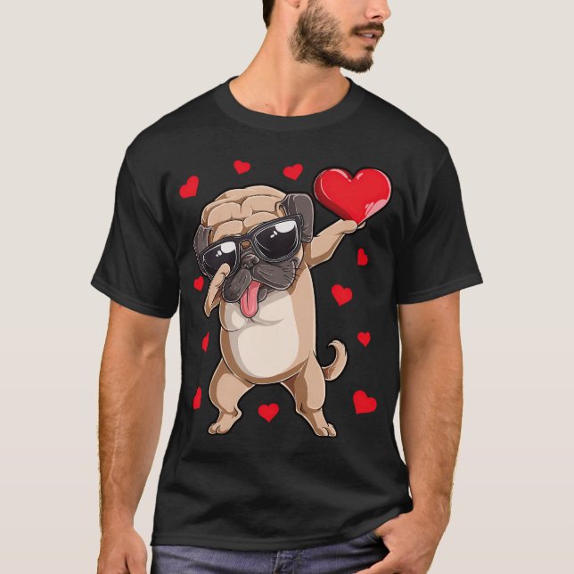 T-shirt Dabbing Pug Saint-Valentin Valentin Amoureux de Ch (Devant)
