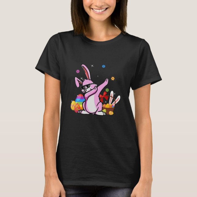 T-shirt Dabbing Rabbit Easter Day Eggs Dab Boys Girls Kids (Devant)