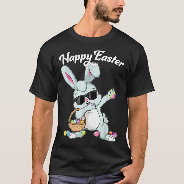 T-shirt Dabbing Rabbit Happy Easter Day Eggs Dab Boys Girl (Devant)