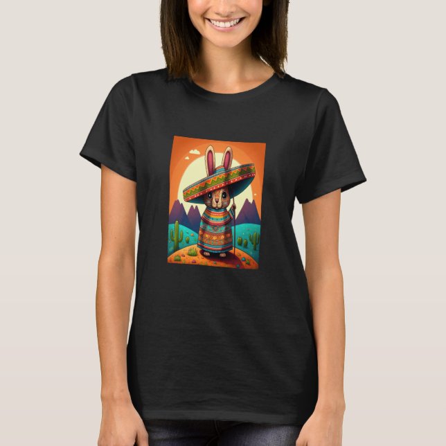 T-shirt Dabbing Rabbit In Mexican Costume Year of The Rabb (Devant)