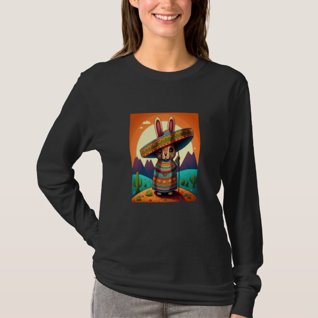 T-shirt Dabbing Rabbit In Mexican Costume Year of The Rabb (Devant)