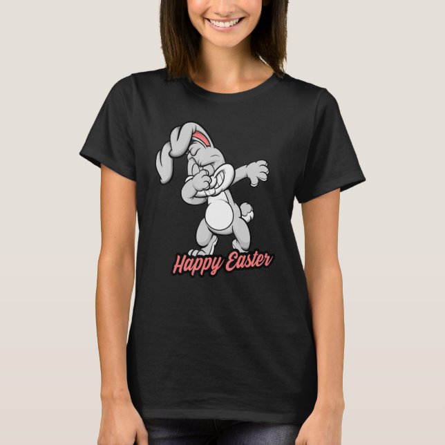 T-shirt Dabbing Rabbit Jour de Pâques Oeufs Chasse Panier  (Devant)