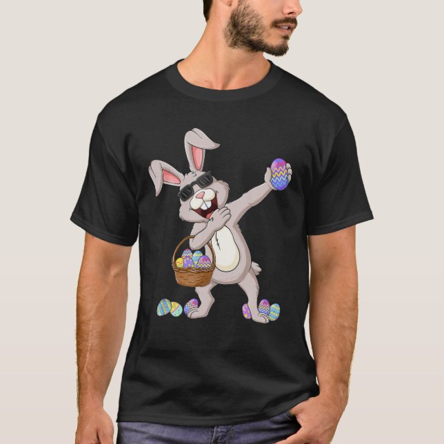 T-shirt Dabbing Rabbit Jour de Pâques Oeufs Dab Garçons Fi (Devant)