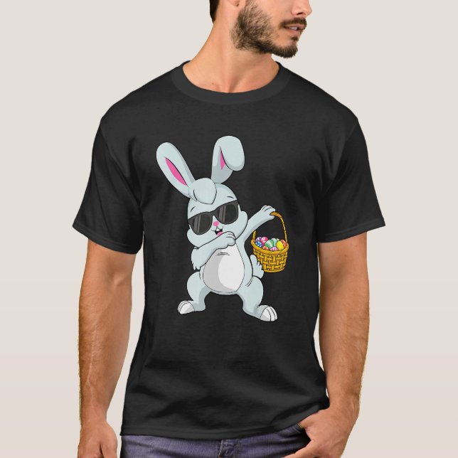 T-shirt Dabbing Rabbit Oeufs de la fête de Pâques Dab Homm (Devant)